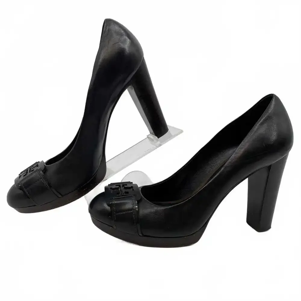 Tory Burch Black Leather Block Heels | Women’s Size 8